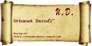 Urbanek Dezső névjegykártya